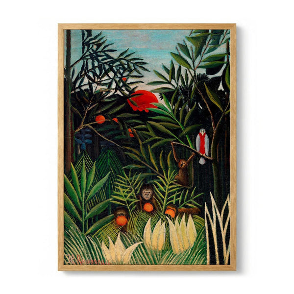Monkeys and Parrot par Rousseau Art Print