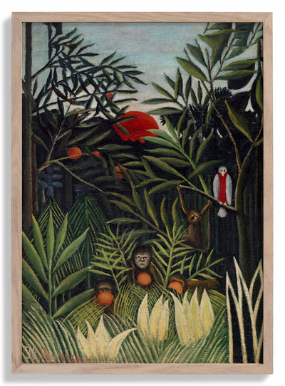 Monkeys and Parrot by Rousseau Art Print