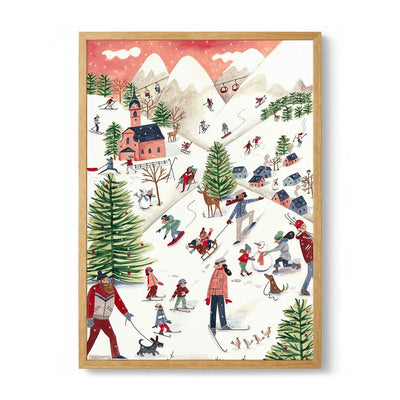 Mountain landscape with houses in the snow Christmas by Caroline Bonne Muller