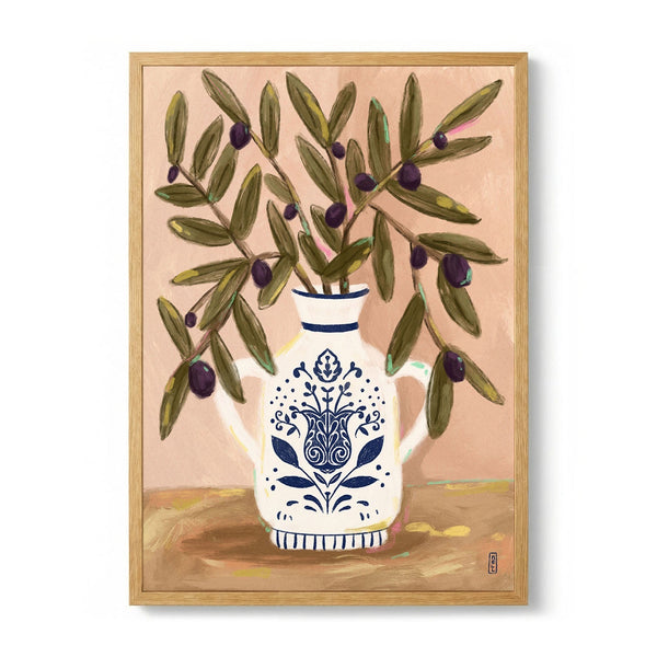 Olive Branches In a Pot Painting by Dirkie Nell