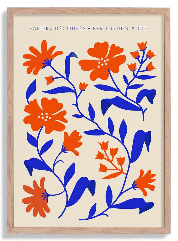 Orange Blue Fleurs Papiers Découpés Art Exhibition