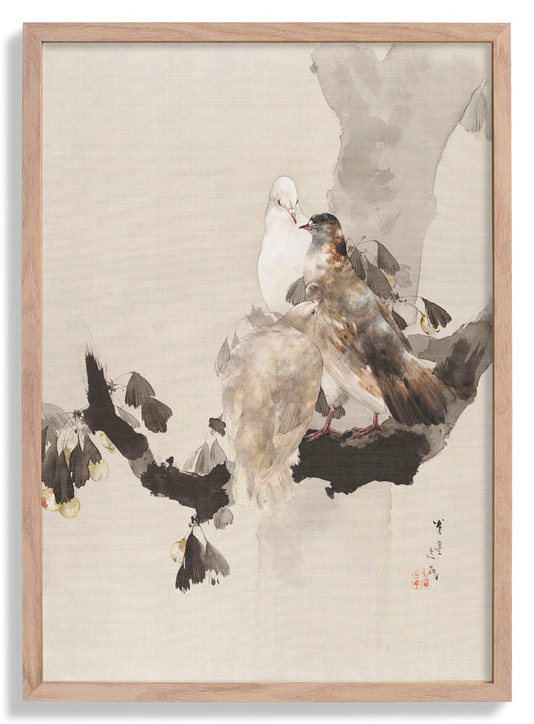 Pigeons in a Tree by Watanabe Seitei