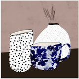 Polka Dot Vase and Floral Patterned Mug by Danushka Abeygoda - Kuriosis Fine Art GmbH