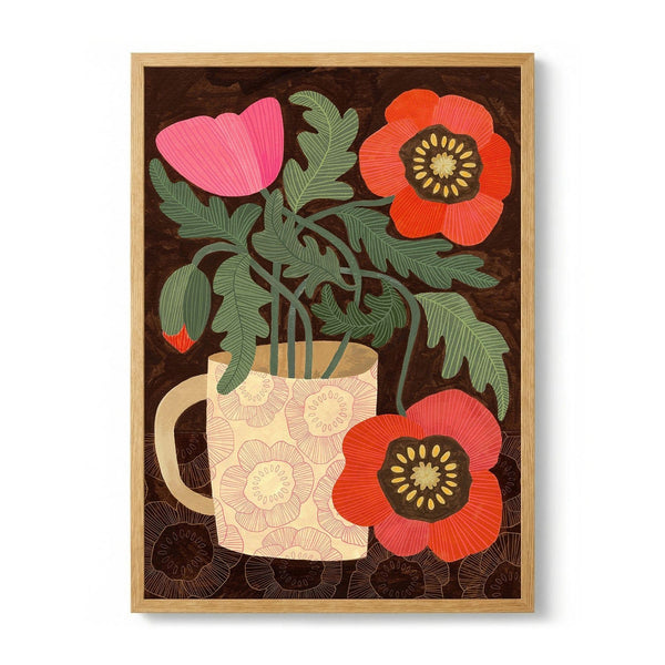 Poppies in a Pink Mug by Susan Black