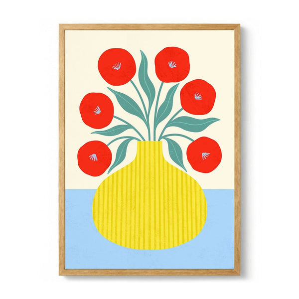 Red Flowers in Yellow Vase by Melissa Donne