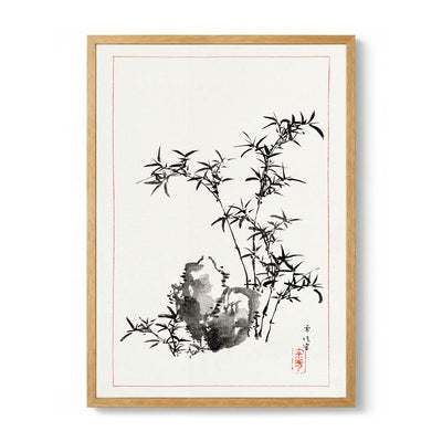 Rock Bamboo Ink Drawing von Hasegawa Settei