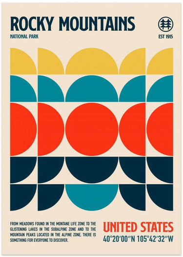 Rocky Mountains National Park Travel Poster by Retrodrome - Kuriosis Fine Art GmbH