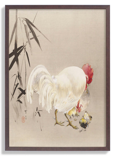 Rooster and Hen with Chicks by WANTANABE SEITEI - Kuriosis Fine Art GmbH