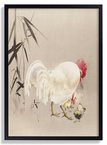 Rooster and Hen with Chicks by WANTANABE SEITEI - Kuriosis Fine Art GmbH