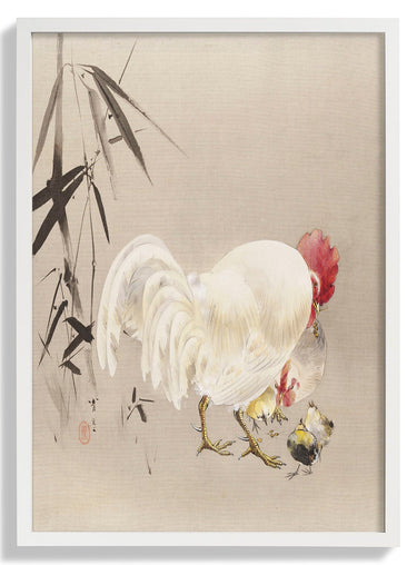 Rooster and Hen with Chicks by WANTANABE SEITEI - Kuriosis Fine Art GmbH