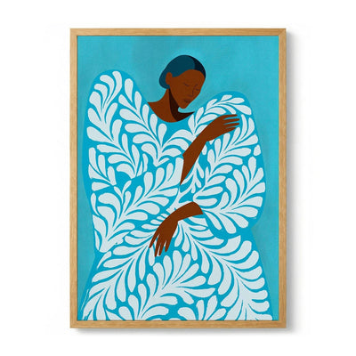 Serene Woman Blue Pattern di Essa Van Reis – Poster Moderno