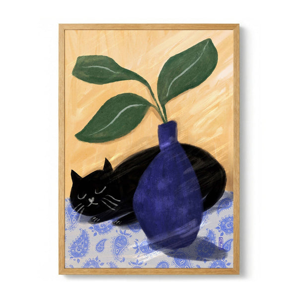 Sleeping Black Cat by Dirkie Nell