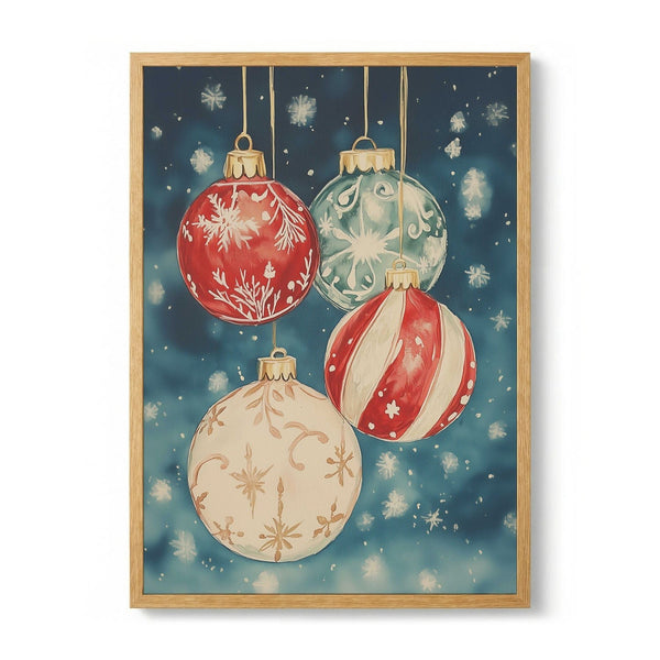 Snowy Christmas Ornaments de Melloi Art Prints