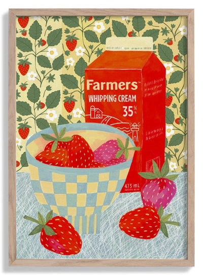 Strawberries In A Checkered Bowl door Susan Black