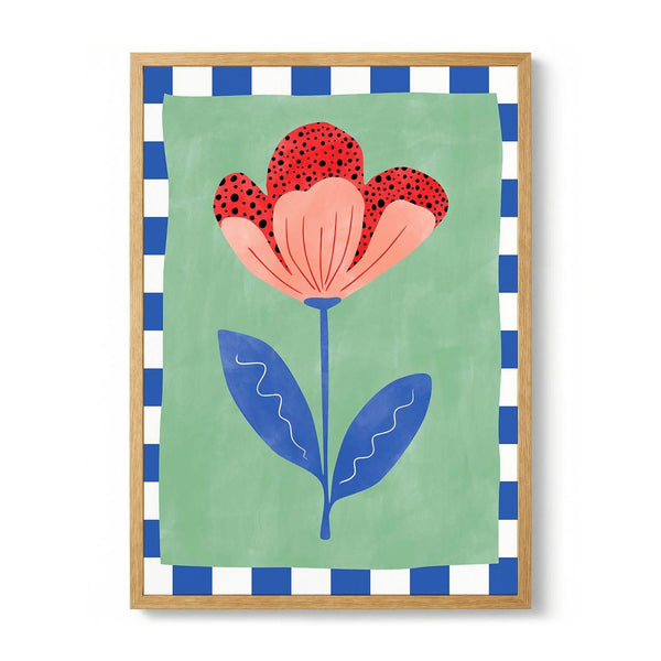 Stylized Flower With Red Petals And Black Dots von Elena Ristova