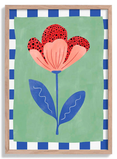 Stylized Flower With Red Petals And Black Dots door Elena Ristova