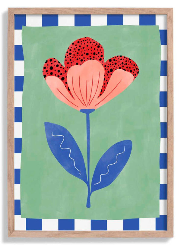Stylized Flower With Red Petals And Black Dots von Elena Ristova