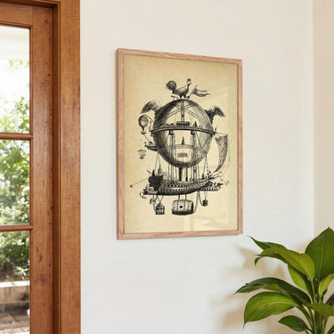 The Impossible Balloon - Vintage Transportation Sketch Idea - Kuriosis Fine Art GmbH