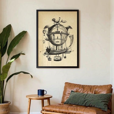 The Impossible Balloon - Vintage Transportation Sketch Idea - Kuriosis Fine Art GmbH