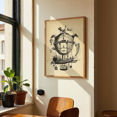 The Impossible Balloon - Vintage Transportation Sketch Idea - Kuriosis Fine Art GmbH