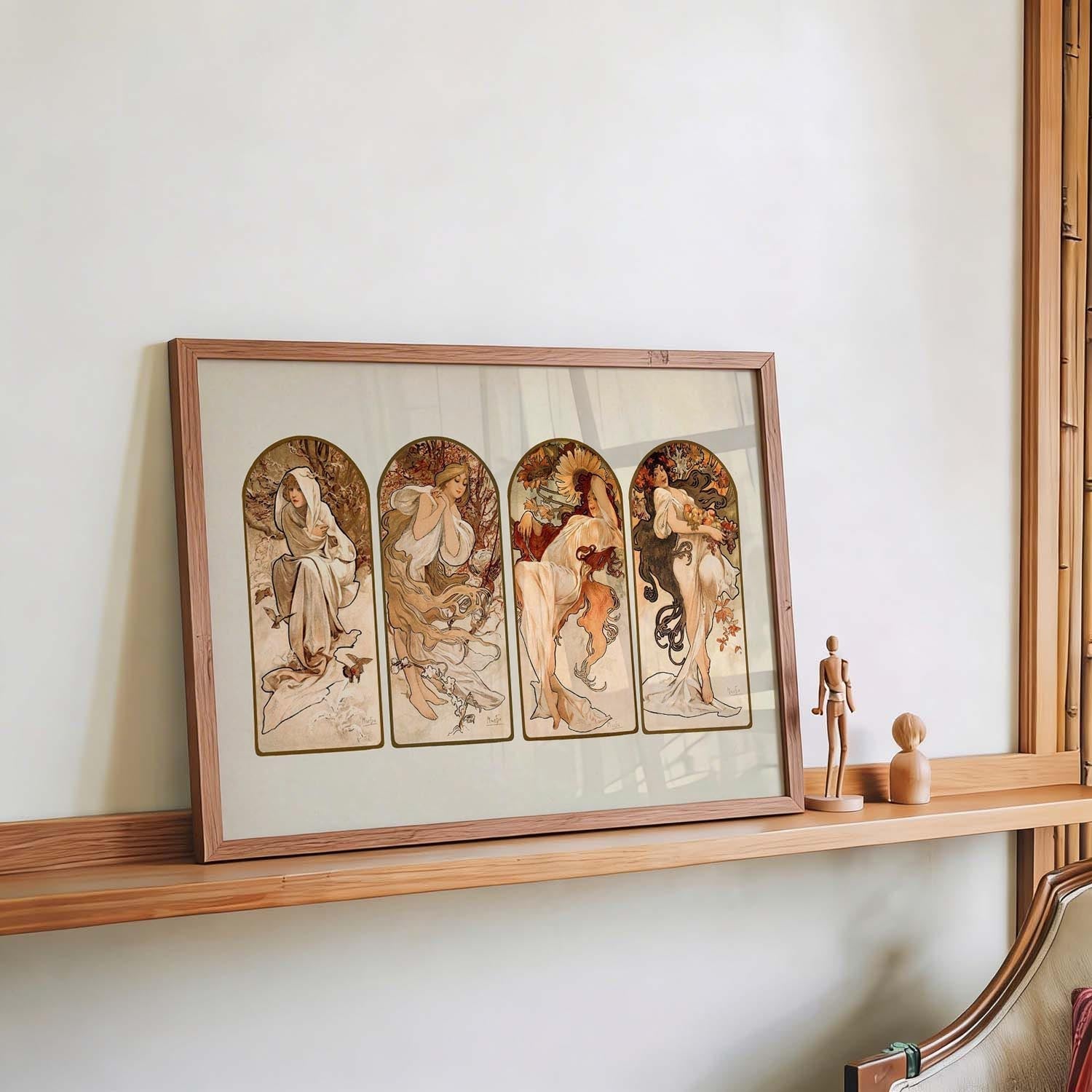 Alphonse Mucha Poster Reproduction Sur Toile, Tendue Sur Châssis - Les Quatre Saisons, 1896 Alphonse Mucha Poster Reproduction Sur Toile, Tendue Sur Châssis - Les Quatre Saisons, 1896