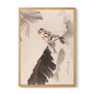 Three Birds on Branch von Watanabe Seitei