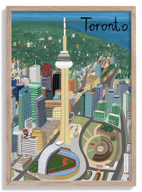 Toronto, Canada CN Tower with Rogers Stadium di Illustrator Carla Daly