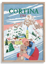 Travel Poster Frau in Cortina, Italien von Caroline Bonne Müller – Kuriosis Fine Art GmbH
