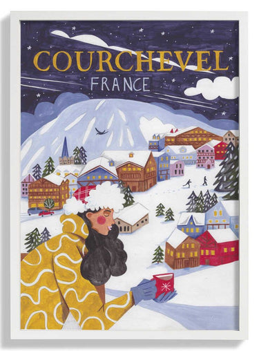 Travel Poster woman in France, Courchevel by Caroline Bonne Müller - Kuriosis Fine Art GmbH