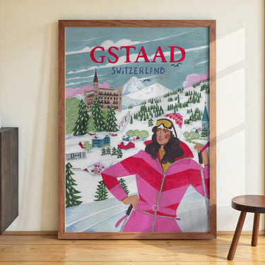 Travel Poster Woman in Gstaad, Switzerland by Caroline Bonne Müller - Kuriosis Fine Art GmbH
