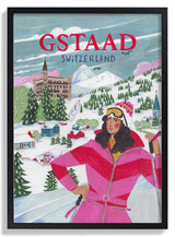 Travel Poster Woman in Gstaad, Switzerland by Caroline Bonne Müller - Kuriosis Fine Art GmbH