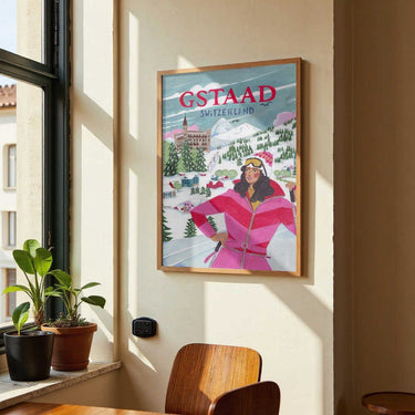 Travel Poster Woman in Gstaad, Switzerland by Caroline Bonne Müller - Kuriosis Fine Art GmbH