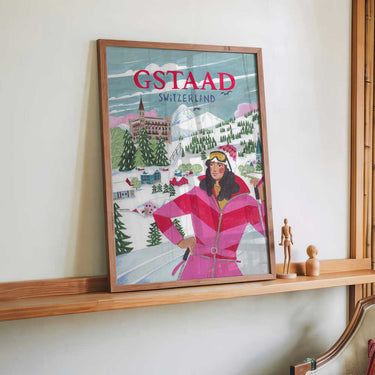 Travel Poster Woman in Gstaad, Switzerland by Caroline Bonne Müller - Kuriosis Fine Art GmbH
