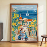 Travel poster woman on the Amalfi coast, Italy by Caroline Bonne Müller - Kuriosis Fine Art GmbH