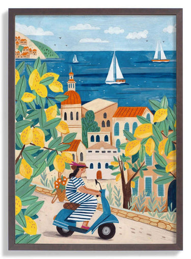 Travel poster woman on the Amalfi coast, Italy by Caroline Bonne Müller - Kuriosis Fine Art GmbH