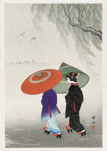 Two Women in the Rain by Ohara Koson - Kuriosis Fine Art GmbH