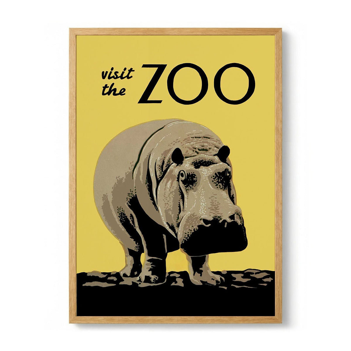 Visit the Zoo Vintage Hippo - S - 29.7 x 42cm (A3) / Kunstdruckpapier