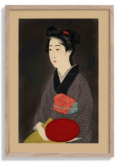 Waitress with a Red Traya Maid by Gōyo Hashiguchi