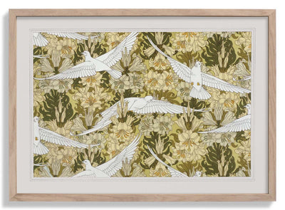White Birds and Flowers