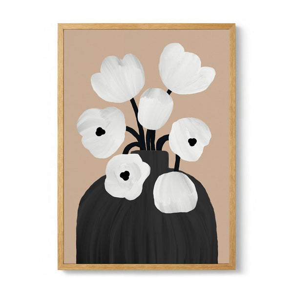 White Blooms Black Vase by Orara Studio