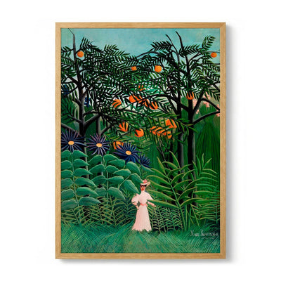 Woman Walking in an Exotic Forest door Rousseau Art Print