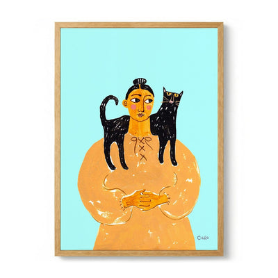 Woman with Cat di Caroline Roberts