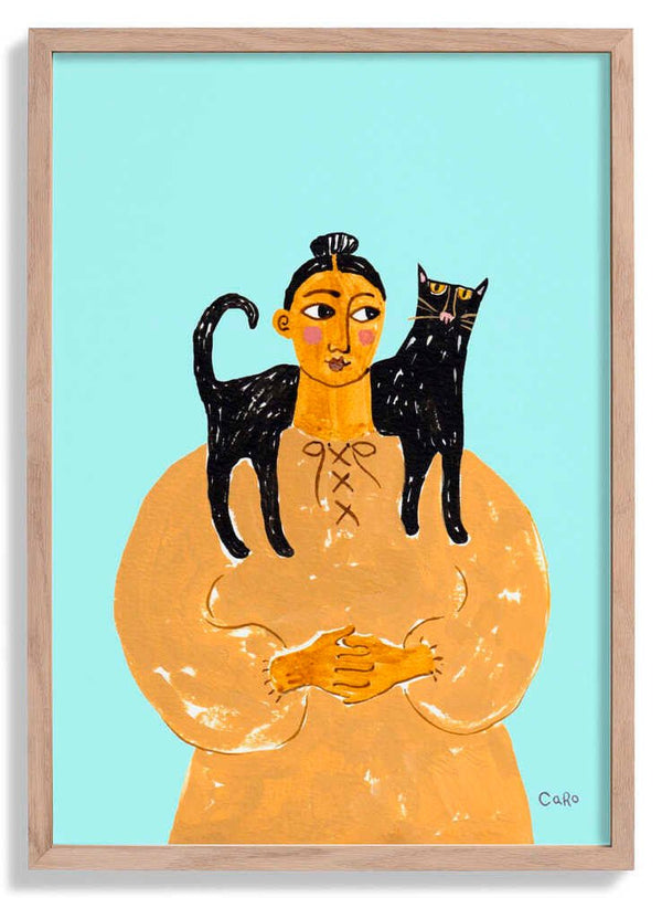 Woman with Cat di Caroline Roberts