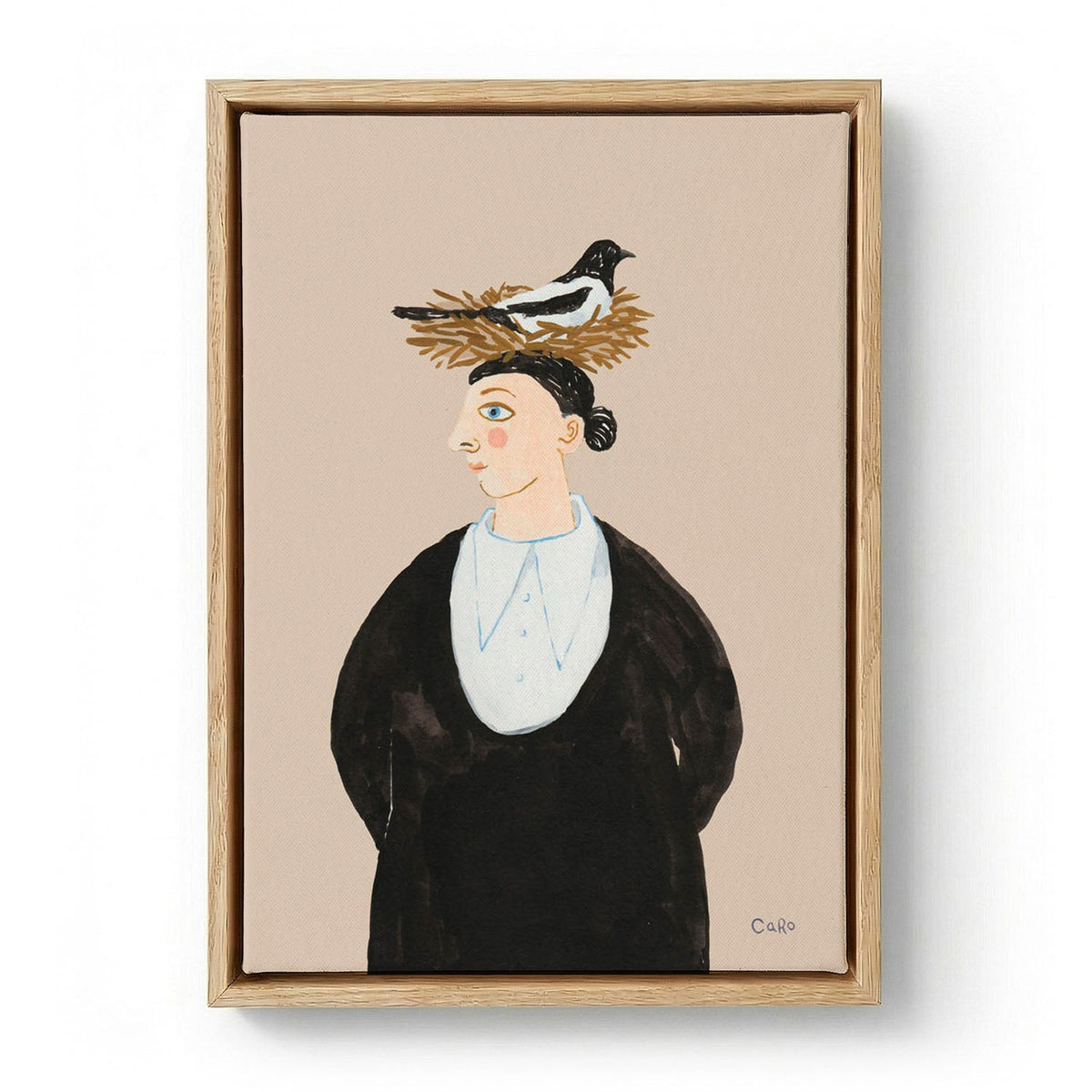 Woman with Magpie by Caroline Roberts - S - 30 x 40cm