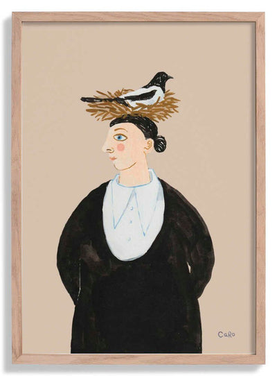 Woman with Magpie door Caroline Roberts