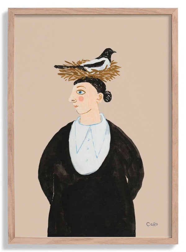 Woman with Magpie di Caroline Roberts