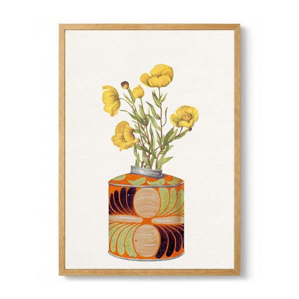 Yellow Flowers Orange Vase by Wild Violets